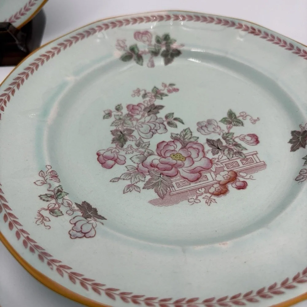 Calyx Ware Salad Plates , METZ, Blue Ironstone, Adams England, 7.75
